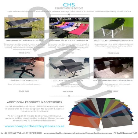 Portable massage tables, beds & accessories - Cape Town