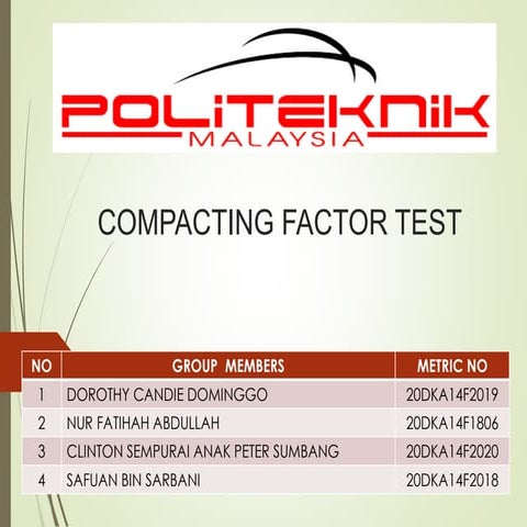 Compacting factor test