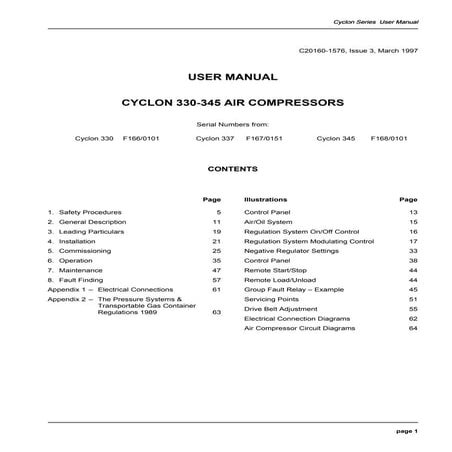 Compair cyclon-3 air compressor user manual-parts supplier | PDF