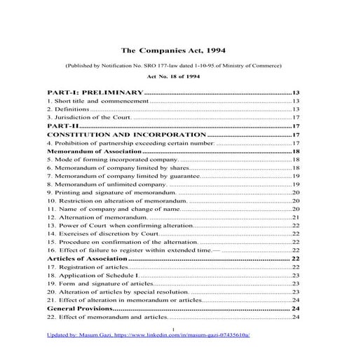 The Companies Act 1994