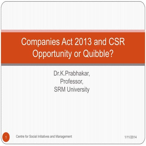 Companies Act 2013 and Corporate Social Responsibility 