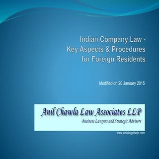Indian Company Law - Key Aspects an...