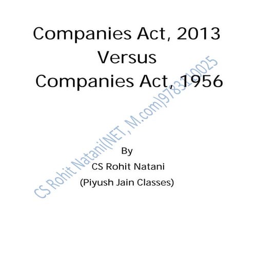 comparative study of Companies act 2013