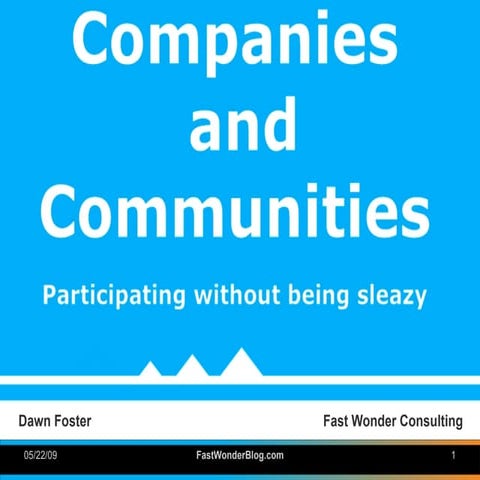 Companies and Communities: Participating without being sleazy