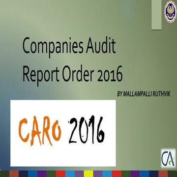 Companies Audit Report Order 2016