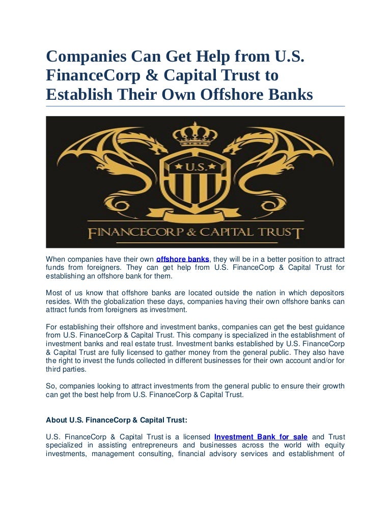 Companies Can Get Help From U S Finance Corp Amp Capital Trust To