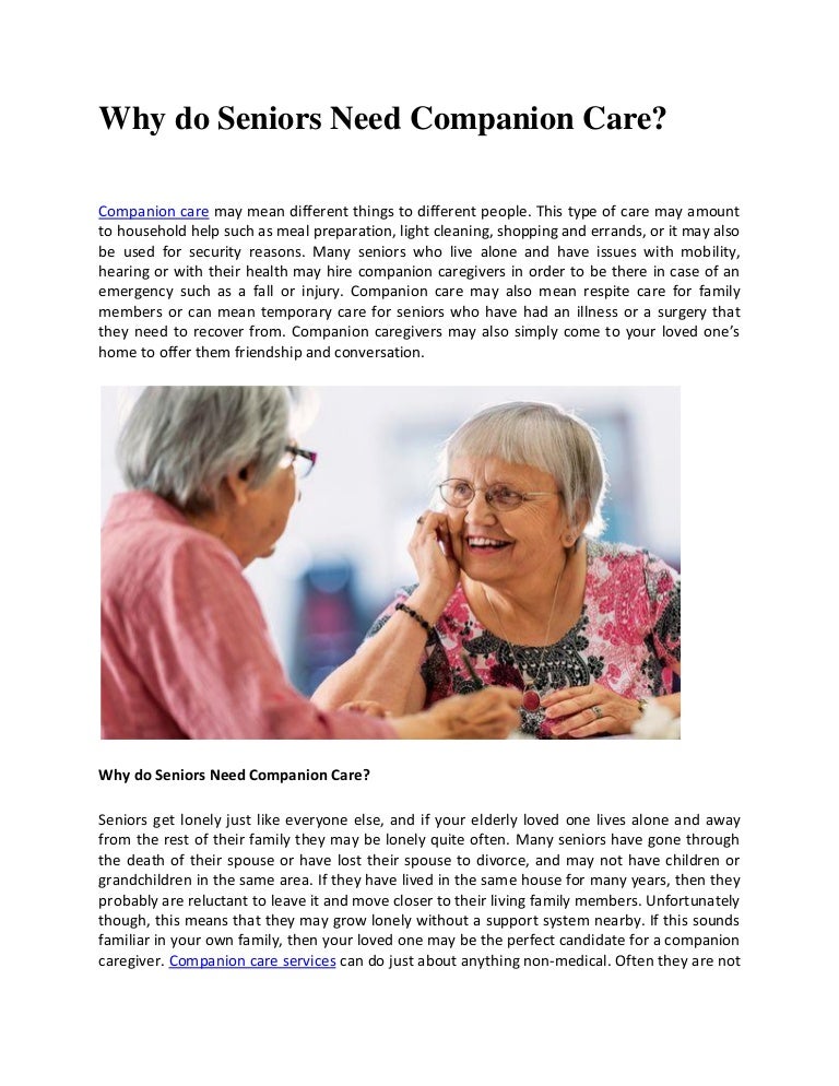 Companion care for seniors