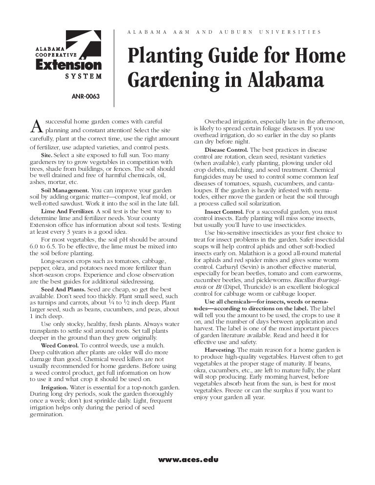Planting Guide for Home Gardening in Alabama Alabama Cooperative Ex…