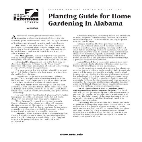 Planting Guide for Home Gardening in Alabama - Alabama Cooperative Extension