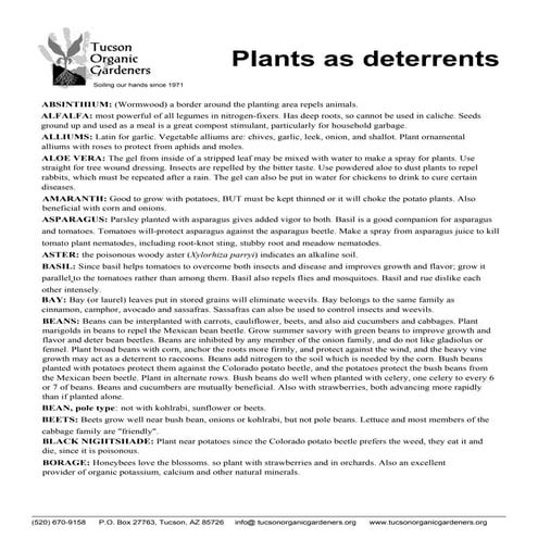 Plants as Deterrents - Tucson Organic Gardeners