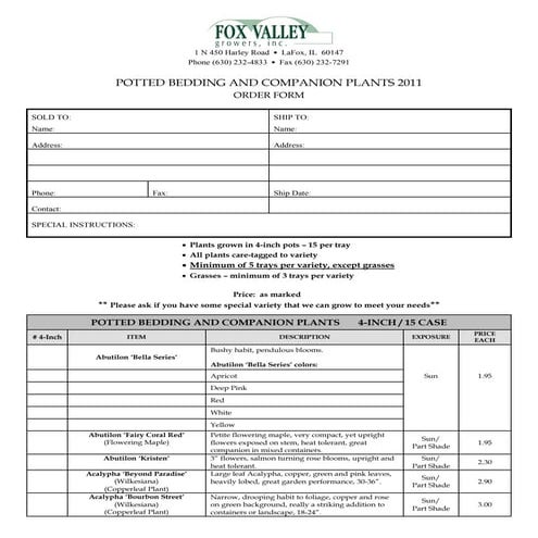 Potted Bedding and Companion Plants - Fox Valley Growers, Illinois