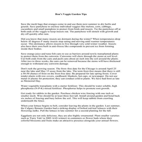 Ron’s Veggie Garden Tips - University of Illinois Extension