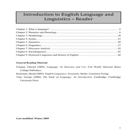 Companion to english linguistics
