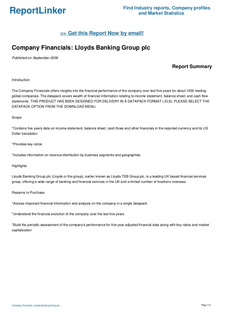 Company Financials Lloyds Banking Group Plc