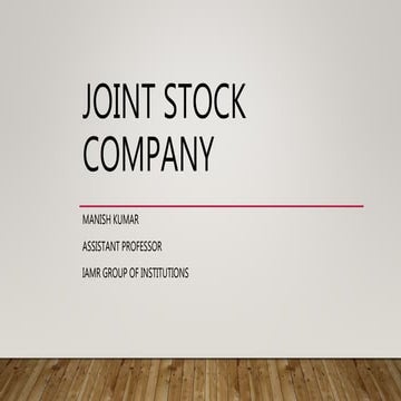 Joint Stock Company & Cooperatives