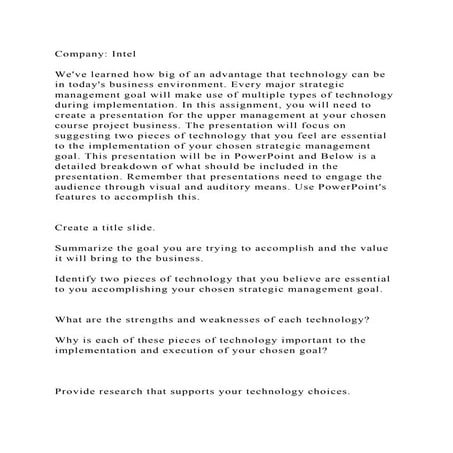 Company IntelWeve learned how big of an advantage that technol.docx