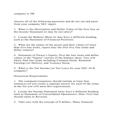 company is 3MAnswer all of the following questions and do not .docx