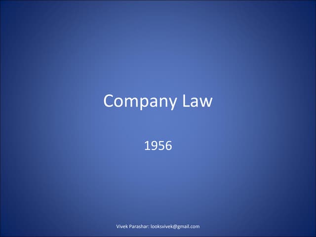 Company law, 1956 vivek parashar