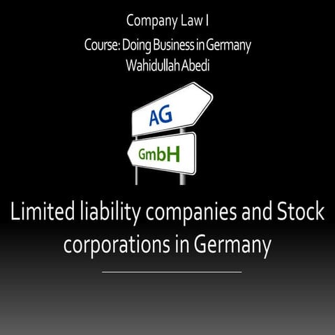 Company law in germany   I