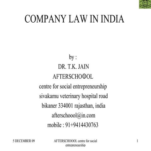 Company Law In India