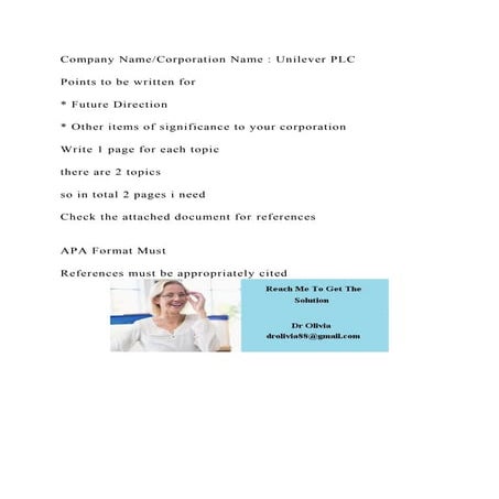 Company NameCorporation Name  Unilever PLCPoints to be written.docx