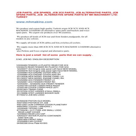 jcb parts manufacturer-exporter | DOC