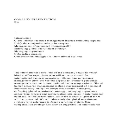 COMPANY PRESENTATIONBy; 1IntroductionGlobal huma.docx