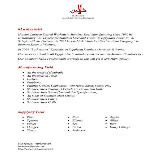 Lasheenstst Company Profile ( Summary ) 