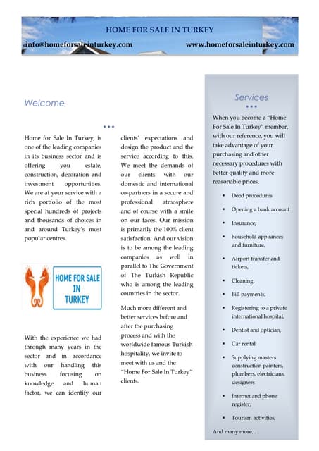 Home For Sale in Turkey Company profile 
