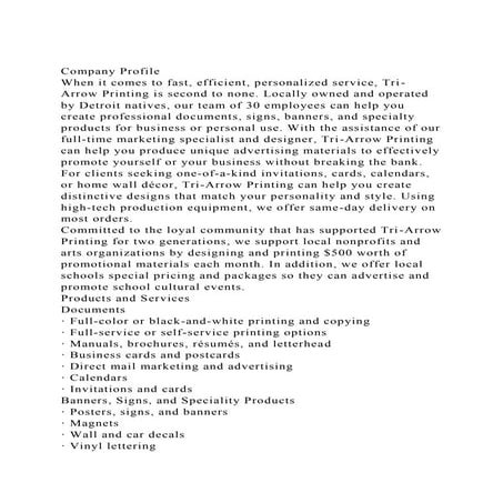 Company ProfileWhen it comes to fast, efficient, personalized se.docx