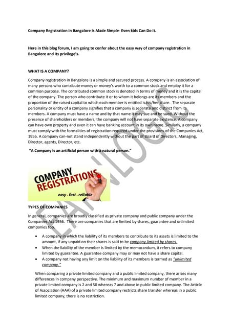 Company registration in bangalore converted