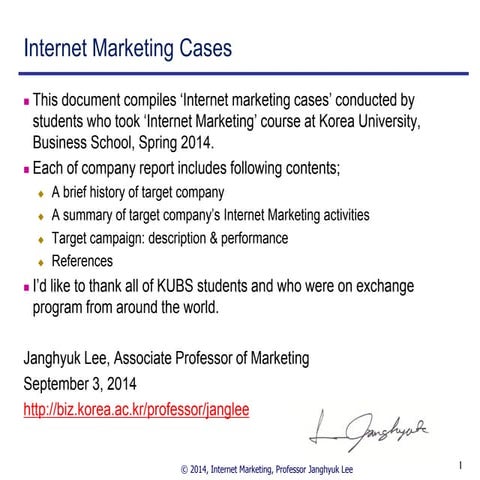 Internet marketing case 2014 Spring KUBS