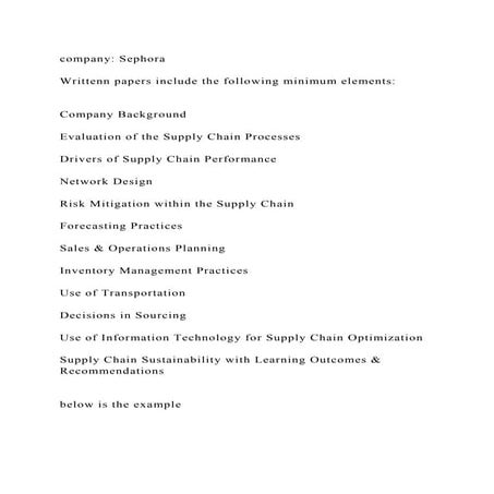company SephoraWrittenn papers include the following minimum el.docx