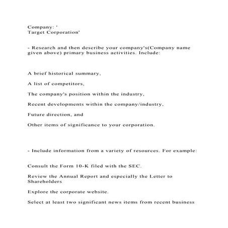 Company Target Corporation- Research and then describe yo.docx