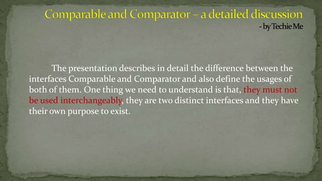 Comparable and comparator – a detailed discussion