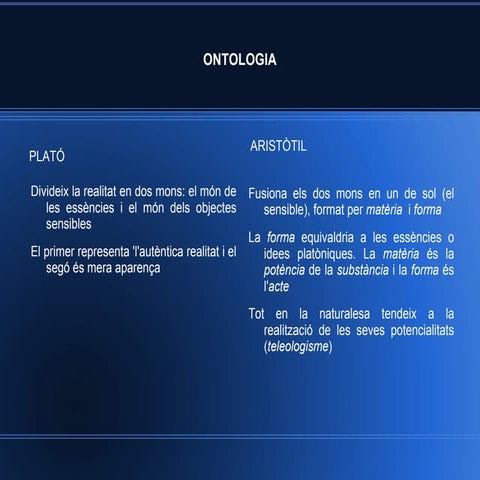 Comparació Plató-Aristòtil