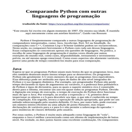 Comparando python com outras linguagens de programação | ODT