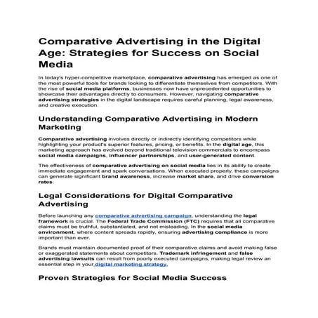 Comparative Advertising Strategies for Social Media Success in the ...