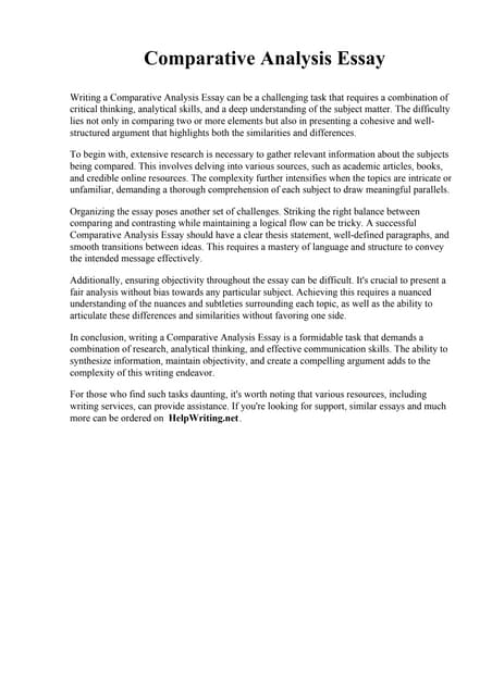 Comparative Analysis Essay Pdf Comparative Analysis Essay Pdf