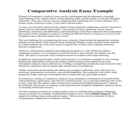 Comparative Analysis Essay Example
