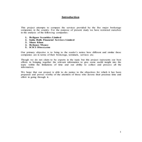 Comparative analysis of brokerage firms