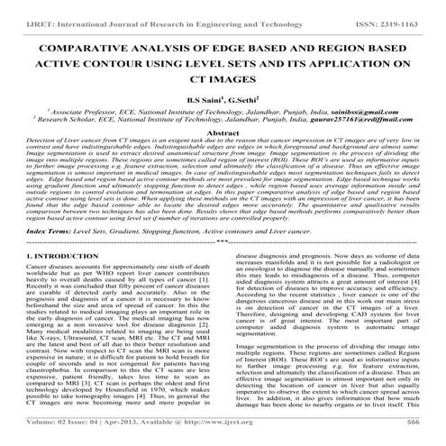 Comparative analysis of edge based and region based active contour using leve...