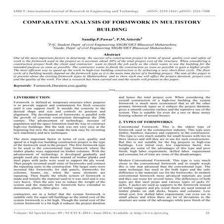 Comparative analysis of formwork in multistory buildin gv