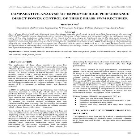 Comparative analysis of improved high performance direct power control of thr...