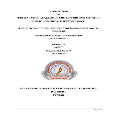 Comparative analysis of non performing assets of public and private sector banks