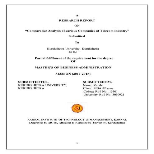 Comparative analysis of various companies of telecom industry