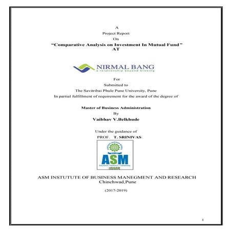 Comparative analysis on investment in mutual fund | PDF