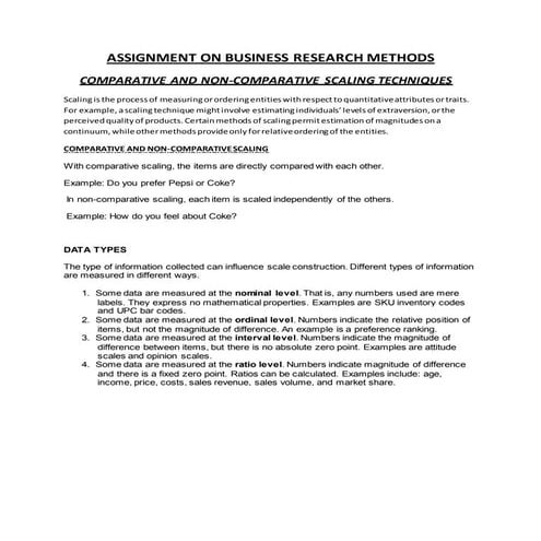 Comparative and Non-Comparative Scaling Techniques