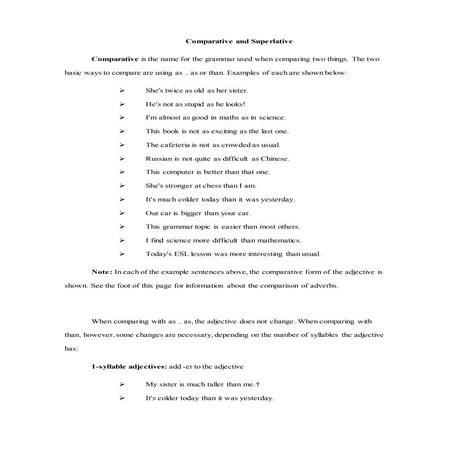 Comparative and superlative