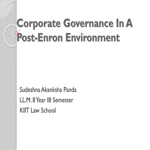Comparative corporate governance The Enron Debacle 
